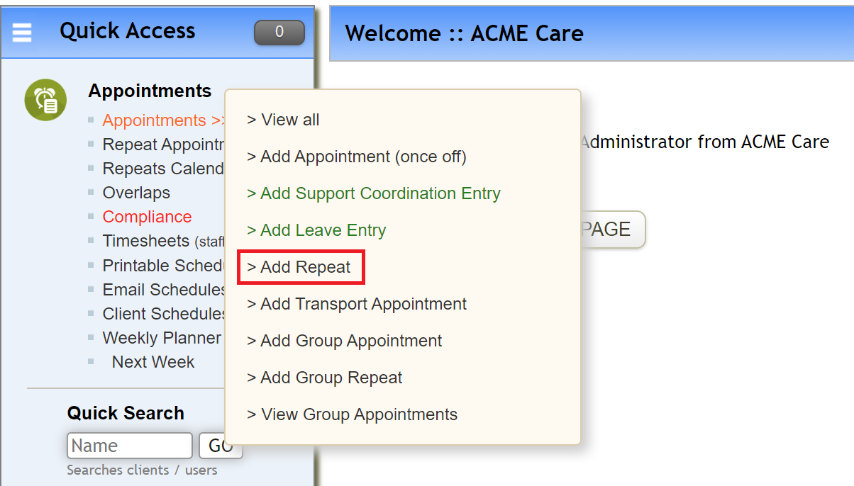 NDIS - Adding Repeat Appointments – TurnPoint Knowledge Base